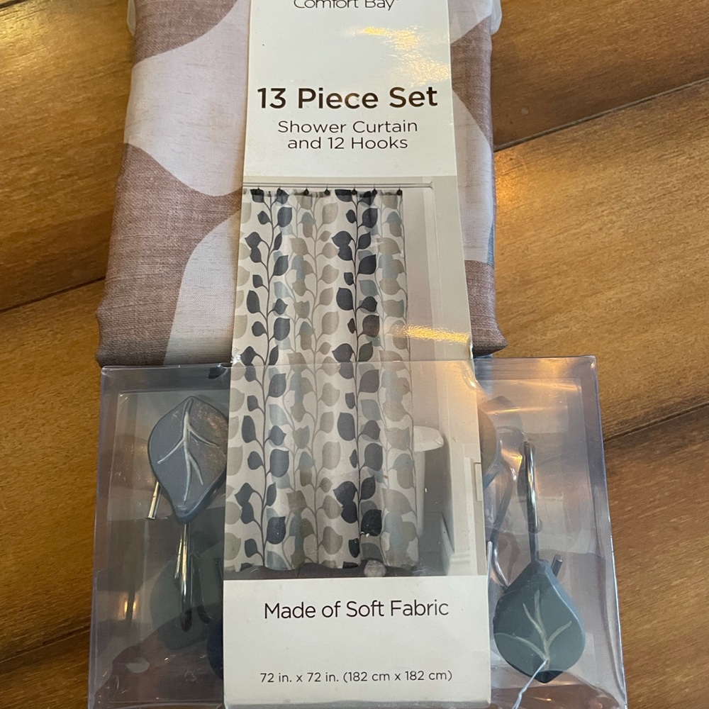 Shower curtain and hooks